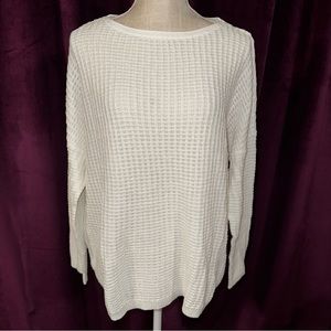 White Waffle Knit Sweater, Size 1X